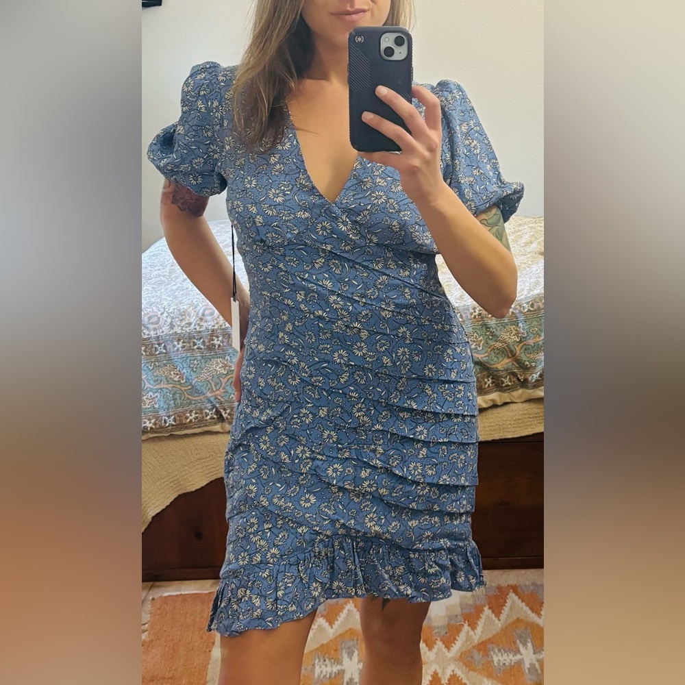 Astr Blue Floral Mini Dress